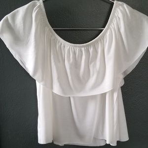 White Off-the-Shoulder Cropped Top